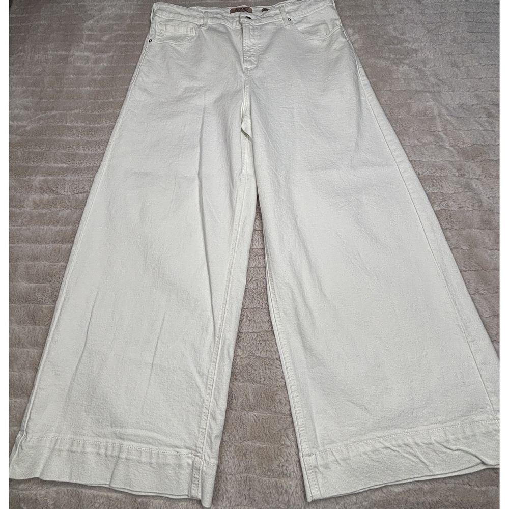 Ariat Women's Size 34R White Ultra High‎ Rise Countryside Wide Leg Crop Jeans